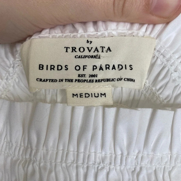 TROVATA Birds of Paradis Dolores Cotton Midi Dress Classic White Size Medium - Picture 7 of 11